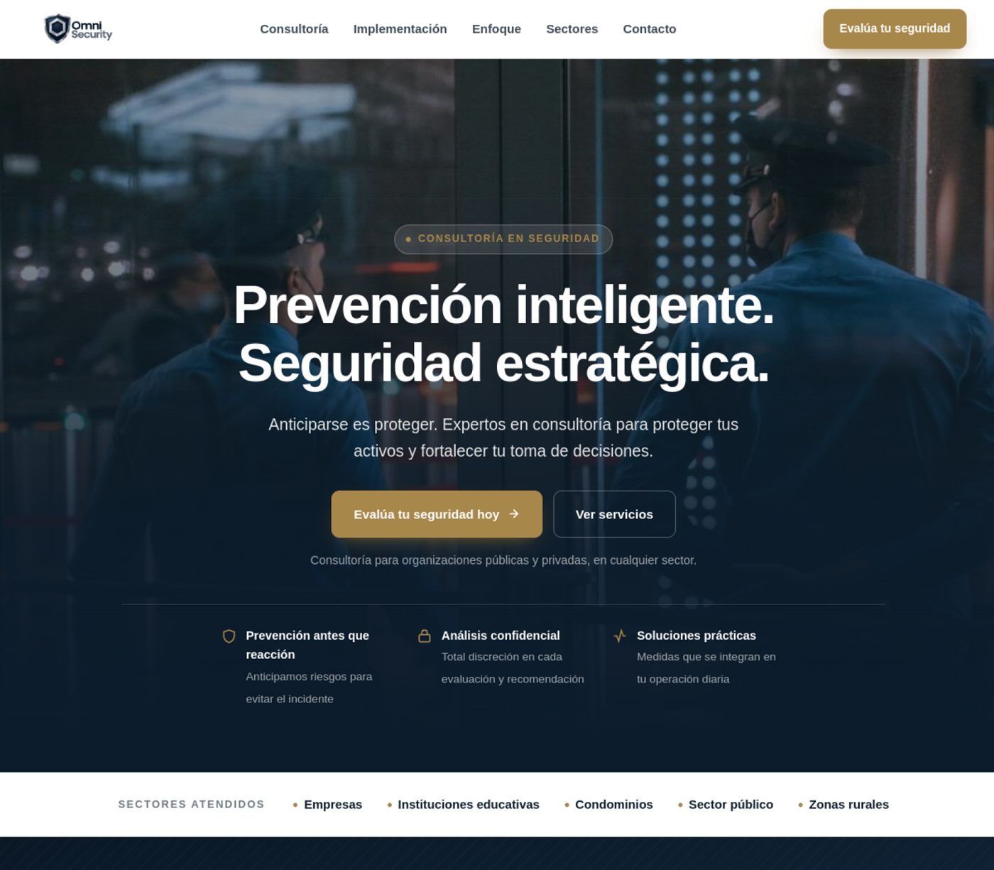 Sitio corporativo de consultoría en seguridad